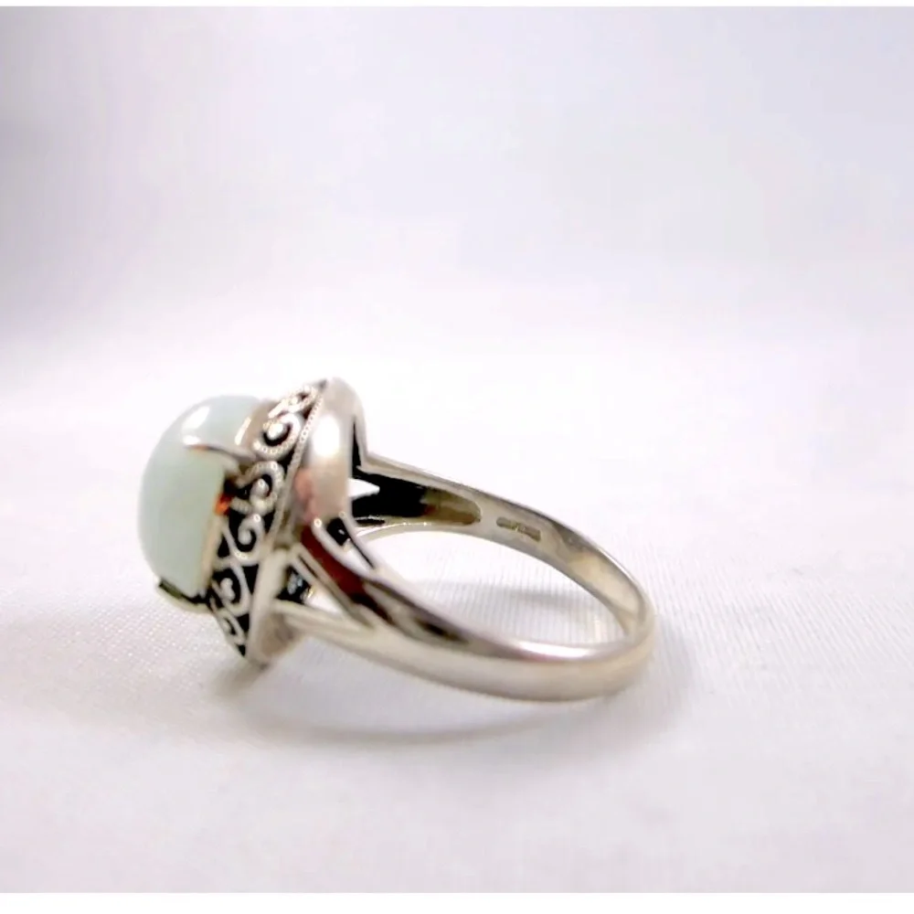 Sterling 925 Thailand Jadeite Ring Sz 8.75 - Picture 2 of 7